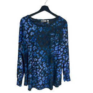 Susan Graver Blue Burnout Long Sleeve Top XLP